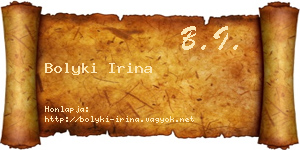 Bolyki Irina névjegykártya